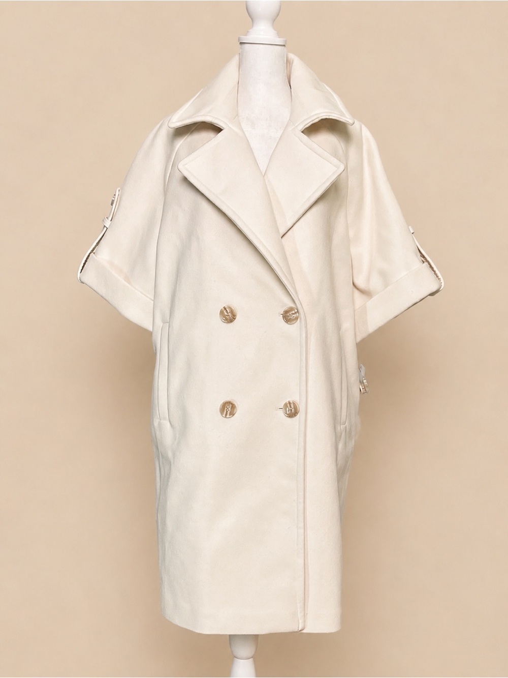 🤍🕊️ SAM EDELMAN MODERN IVORY DOUBLE-BREASTED CAPE COAT | NWT | MEDIUM 🕊️🤍
